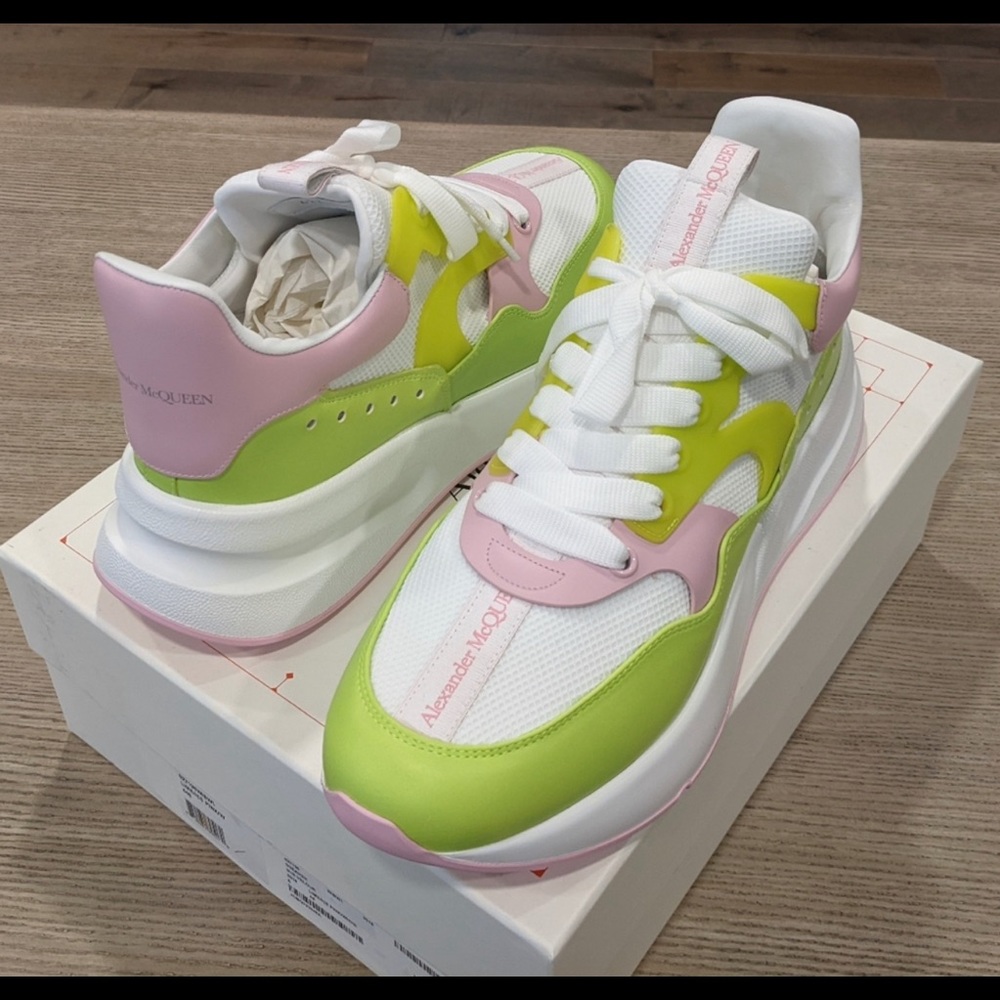 Mens Alexander McQueen Colorblock Oversized Runner Sneakers White